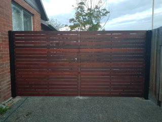 Horizontal Merbau Double Gates in Bellfield